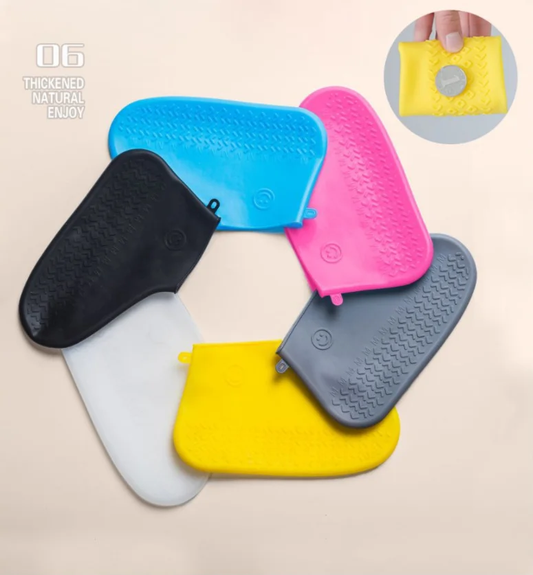 Silicon Protective Rain Shoe Cover Waterproof Silicone Shoe Cover Anti Slip Reusable Rubber Black Yellow Bag Custom White Blue