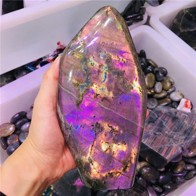 Wholesale Natural Table Crystal Purple Labradorite Freeform Stone for Decoration
