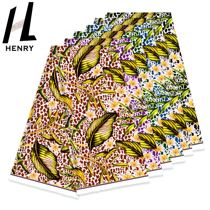 New Design Leopard Background Egg Flower Large Leaf Polyester Print  Fabric For Clothing Shirts