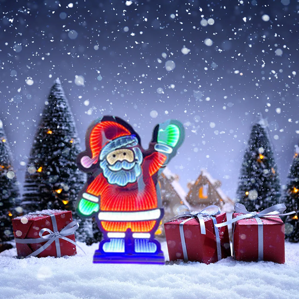 Hot Selling Infinity Lights Customized Magic 3D Santa Claus Multi Layer Mirror Led Neon Light Sign