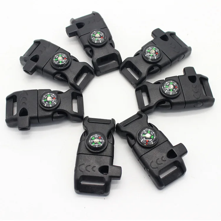 Outdoor Black Plastic Adjuster Side Release Backpack Chest Connect Clip Buckle Bag Shoulder Strap Accessories Hook with compass