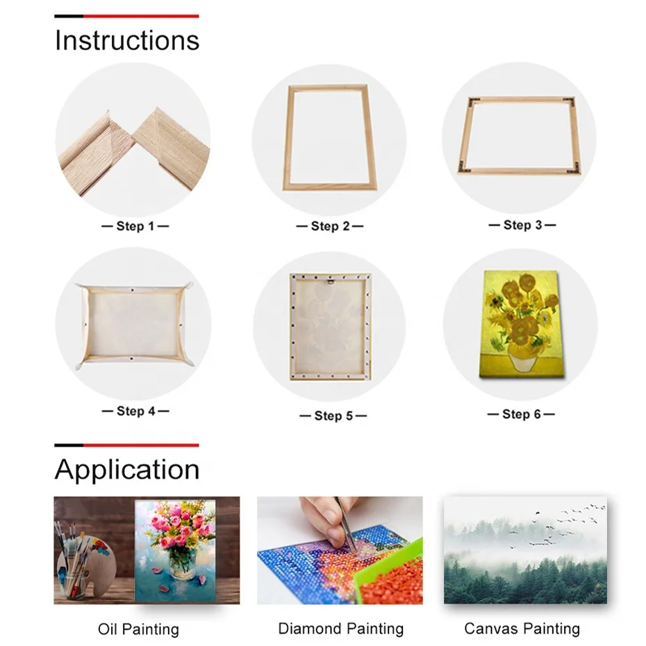 Wholesale Wood Frame DIY Canvas Stretcher Bar kit Custom Gallery Wall Wrapped Canvas Oil Frame Kits for Oil Paintings and Prints