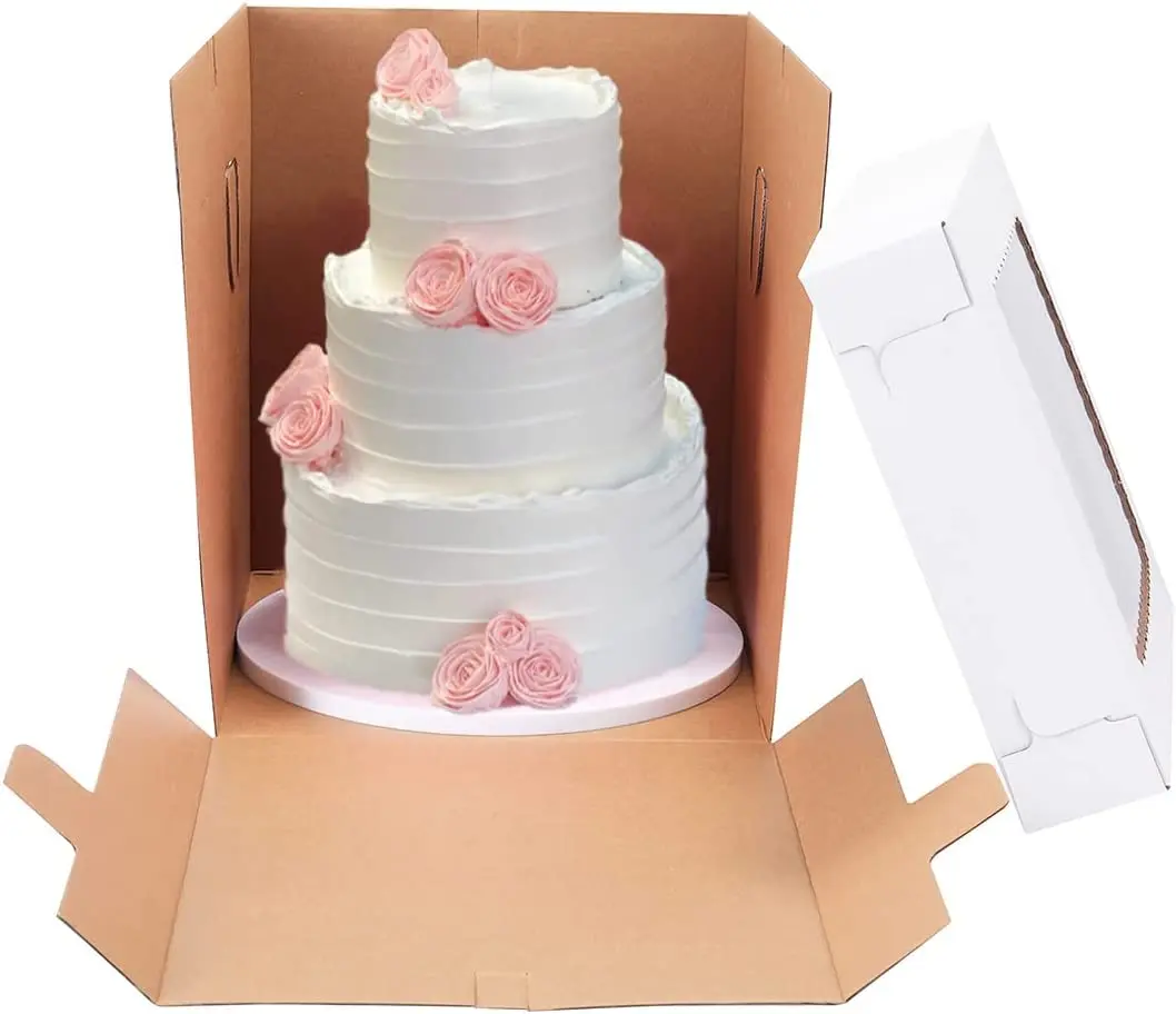 Tall Cake Boxes with Window 8x8x10,10x10x12 and 12x12x12Inch,Sturdy White Cake Boxes