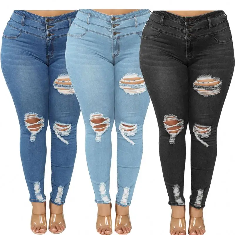 
Wholesale Women Jeans High Waist Jeans Plus Size Women Jeans Femme Light Washed Casual Pants 