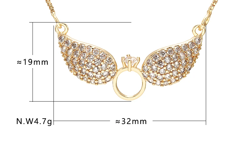 Made in China zircon beautiful angel wings ring pendant necklace