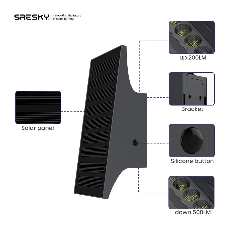 Garden solar lights outdoor Waterproof Solar panel tilt design 700lm for Yard