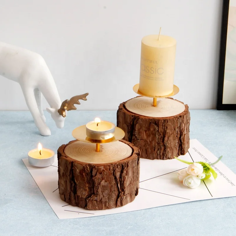 
Classical Home Tall Wood Candle Holder Gold Candle Holder Metal For Tables 