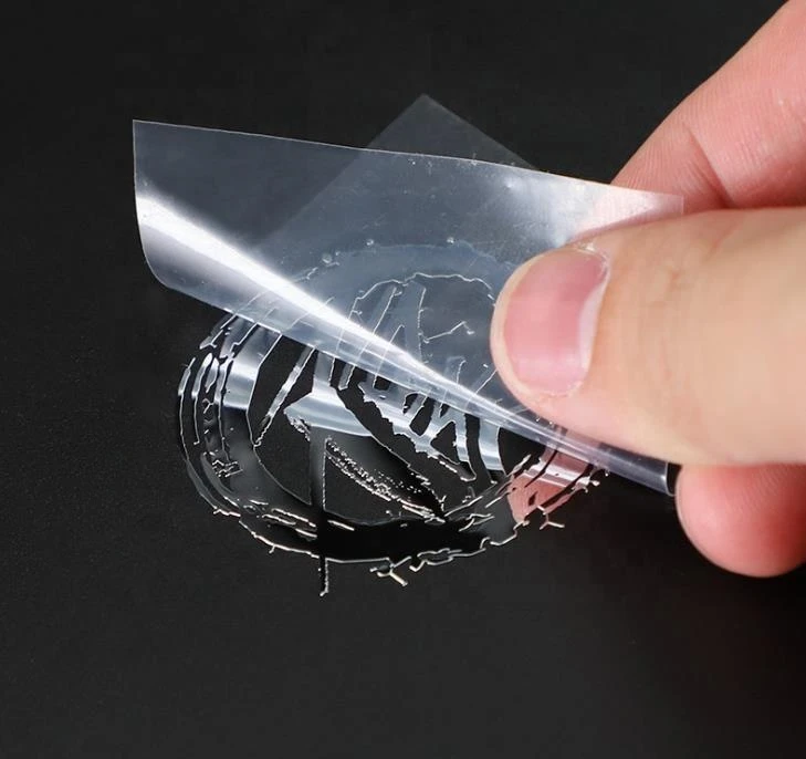 Custom Printed 3D black sticker Transfer Permanent Adhesive Metal Brand Logo Label