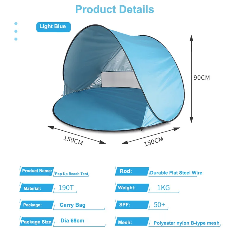 Hot Sell UV Protective Folding Sun Shadow Baby Beach Ten With Carry Bag Kids Sun Shelter Tent