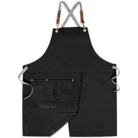 Модный джинсовый тканевый кожаный фартук DUOLAI с логотипом для кафе