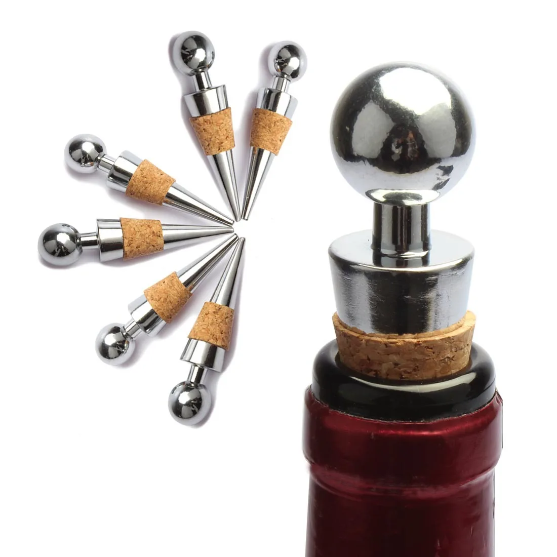 Factory Profesional in customCustom Zinc Alloy wine bottle stopper metal cork , Hand Craft Wood Glass Bottle Wine Cork lids