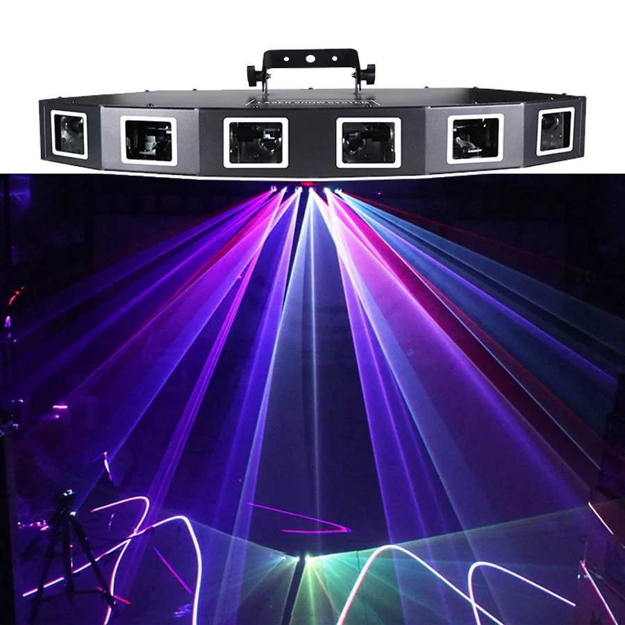 Диско RGB Полноцветный 6-глазный лазер DMX512 DJ диско ночной клуб сценический эффект лазерный свет