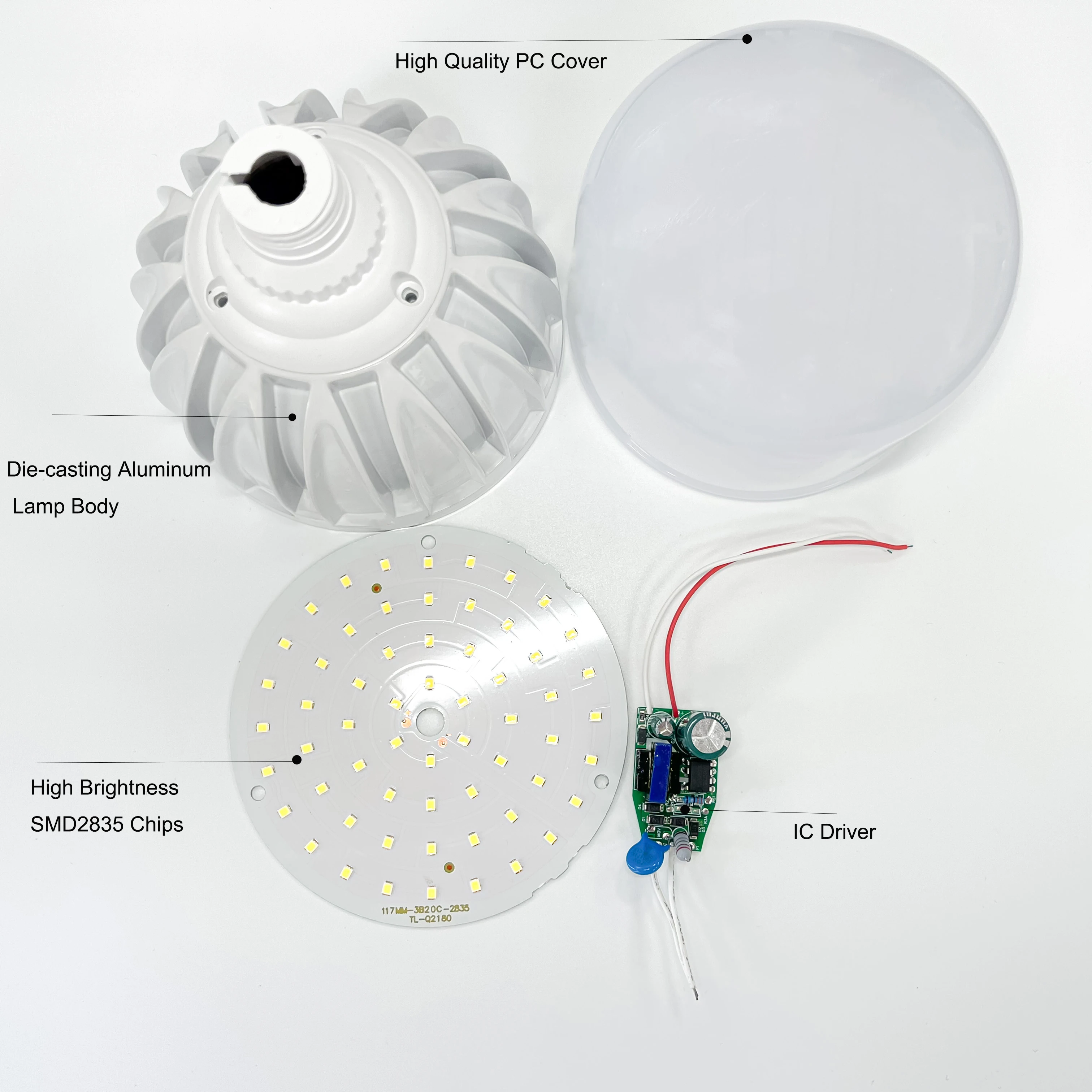 Factory Supplier Good Quality Stable LED Chip DOB Driver T Bulb SKD Base LED Bulb Parts