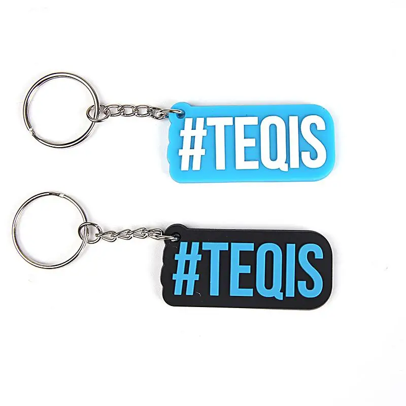 Custom personalized promotional soft pvc logo 2D rubber gift key chain custom logo letter keychain