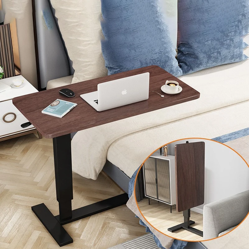 C Shape Computer Table with Wheel Sofa Bed Side Table Folding Platform Heavy Duty Wooden Rack For Snack with Adjustable Height