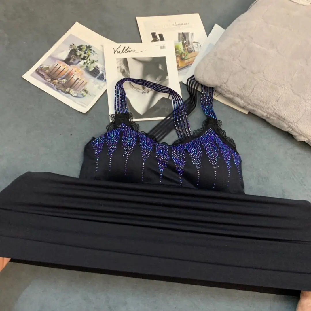 New Korean Hot Elastic Suspender Bottomless Rhinestone Shirt Inside Light Vest Top Outside