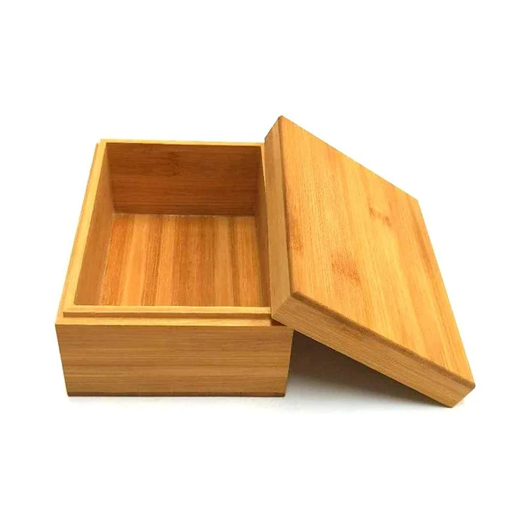 Bamboo wood storage box with cover combination pine storage box bamboo natural unpainted wooden box