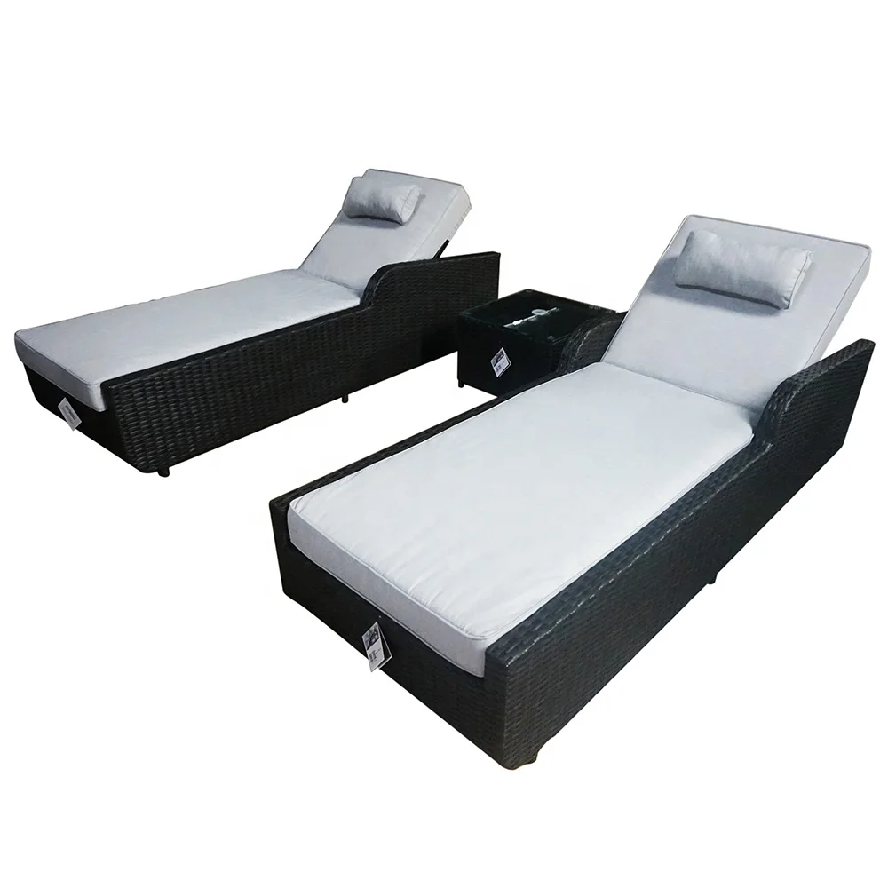 Wholesale Popular Outdoor Furniture Patio Sun Loungers 2 Chaise Lounge Set Aluminum Fabric Swimming Pool Sunbed