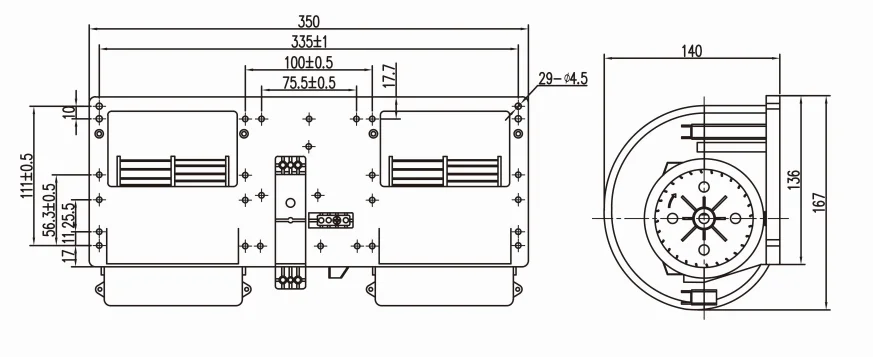  LINRUI ZHF281A2TS-1 автобусный испаритель воздуходувка 12 В/24 В кондиционер для spal