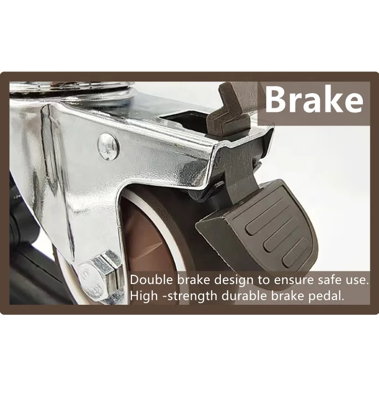 Hot sale light duty 1/1.5./2 inch gray brown mute effect spcc material furniture caster wheel TPE universal brake caster wheel
