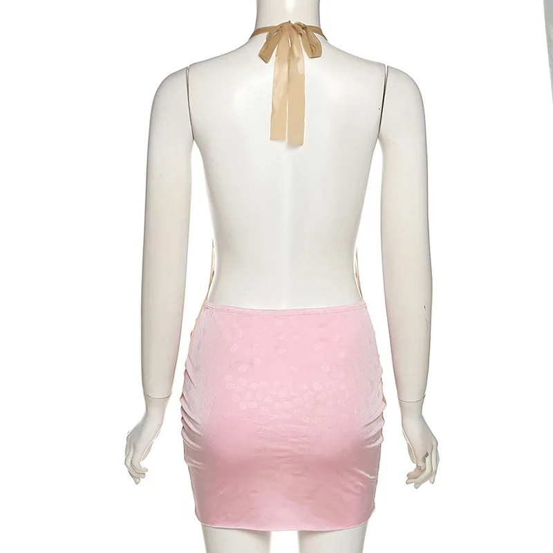 2023 летнее модное кружевное платье без рукавов с глубоким V-образным вырезом и открытой спиной