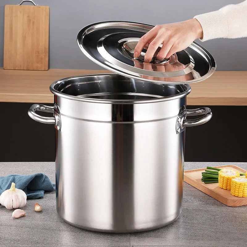 Heavy Duty Multipurpose 304 stainless steel stock pot 21L Cookware soup pot with steel lids