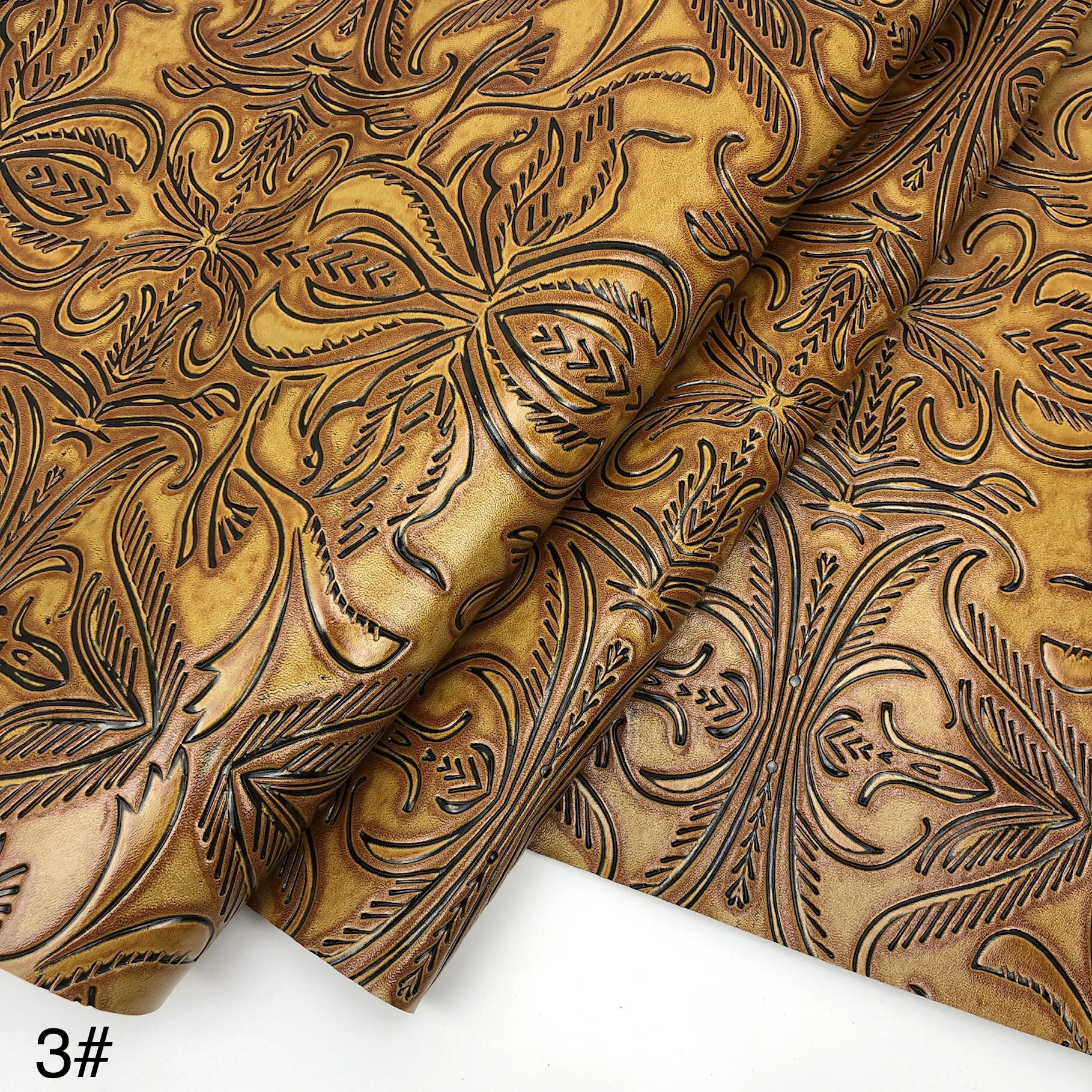 New product flower pattern printing PU leather shoe material handbag Vintage lily flower Embossed pattern PVC artificial faux le