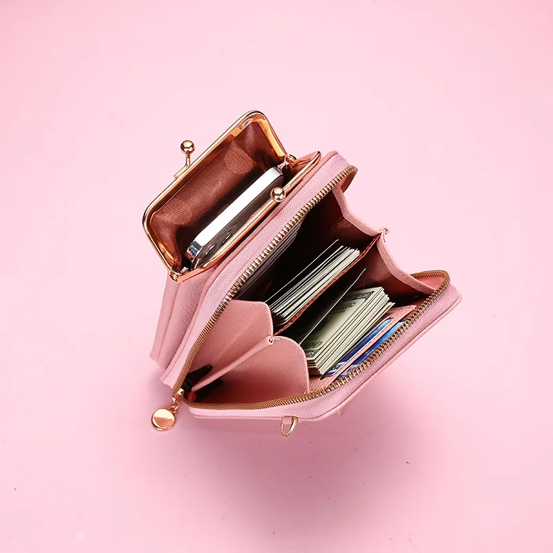 RU Fashion Long Shoulder Bag Multi Cardholder Layer Messenger Phone Pu Lock Zipper Women Wallet