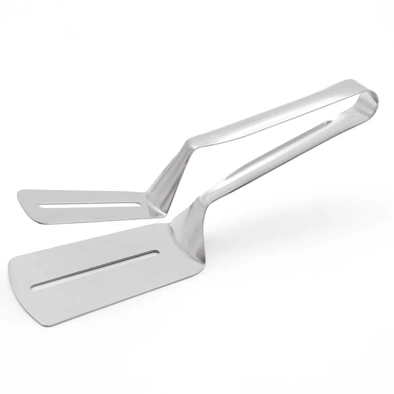 Multifunctional Double Sided Stainless Steel Flat Fish Turner Steak Spatula Clip BBQ Spatula Food Tongs for Kitchen Cooking