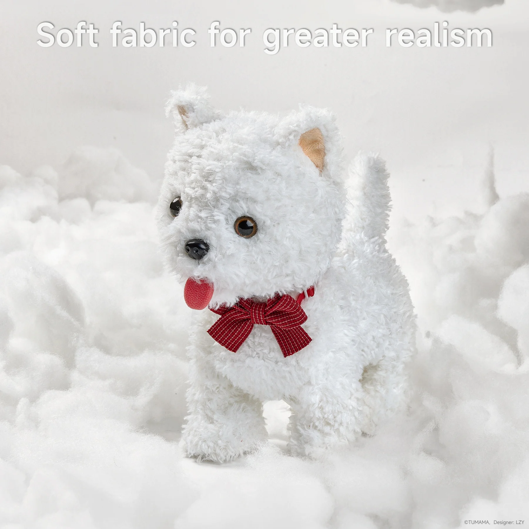 Tumama Kids Surprise Gift Products White Plush Pet Dog Electric Playing Toys Touch Control Doggy Puppy Walking Toy with Leash