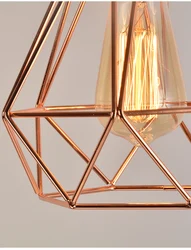 2021 Modern Metal Cage Pendant Lamp Vintage Plating Rose Gold Birdcage Creative Hanging Lamp For Restaurant Living Room