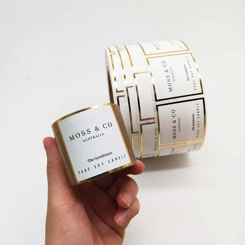 Наклейка с логотипом на заказ, водостойкая наклейка из матовой золотой фольги с этикеткой для свечей в баночках