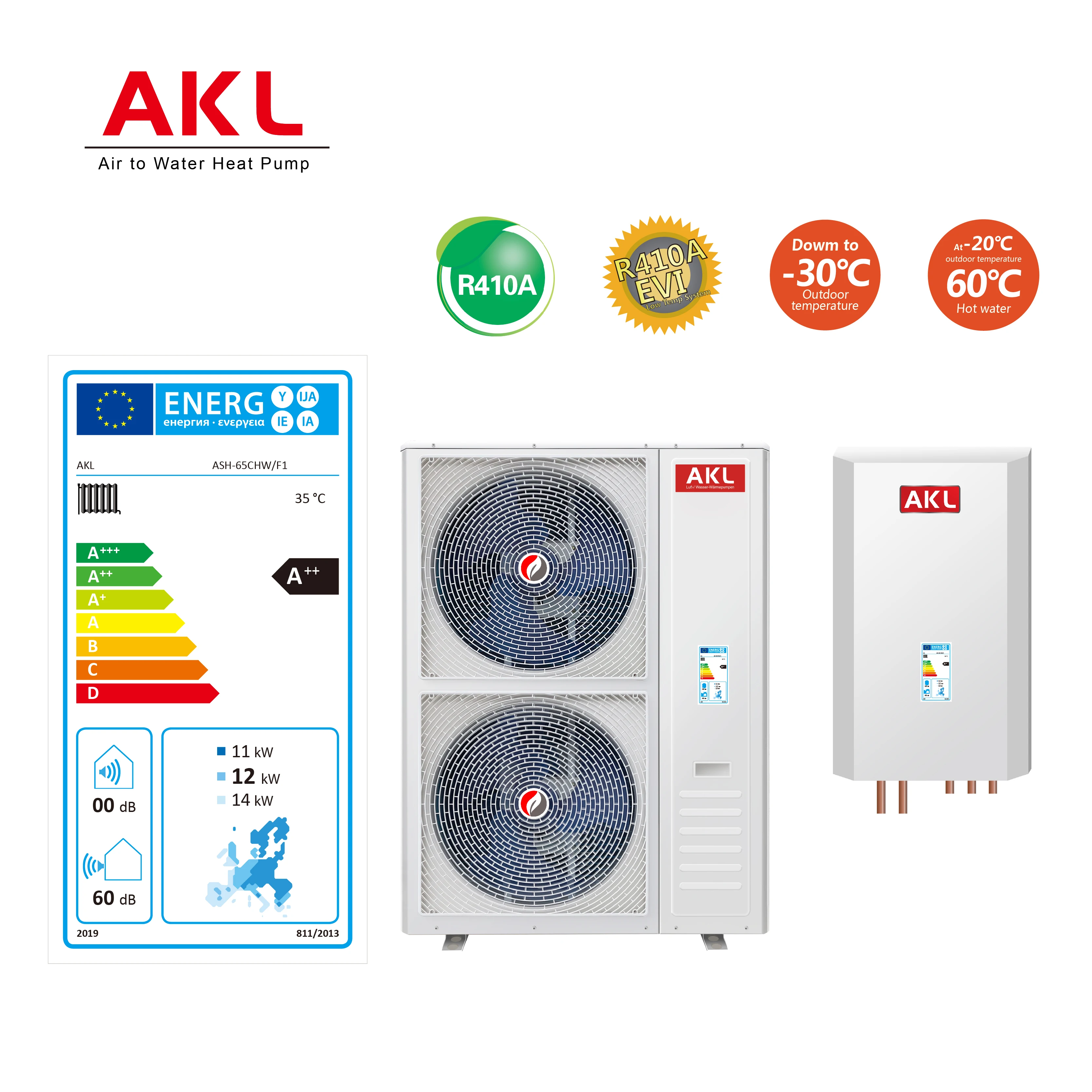 2021 Year NEW DC Inverter EVI Air to Water Heat Pump ErP A+++