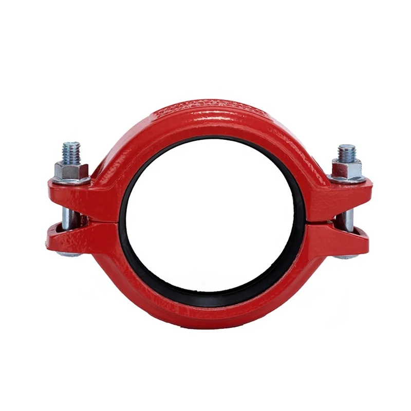 Red Epoxy Fire Pipe Fitting Ductile Iron Grooved Rigid Coupling
