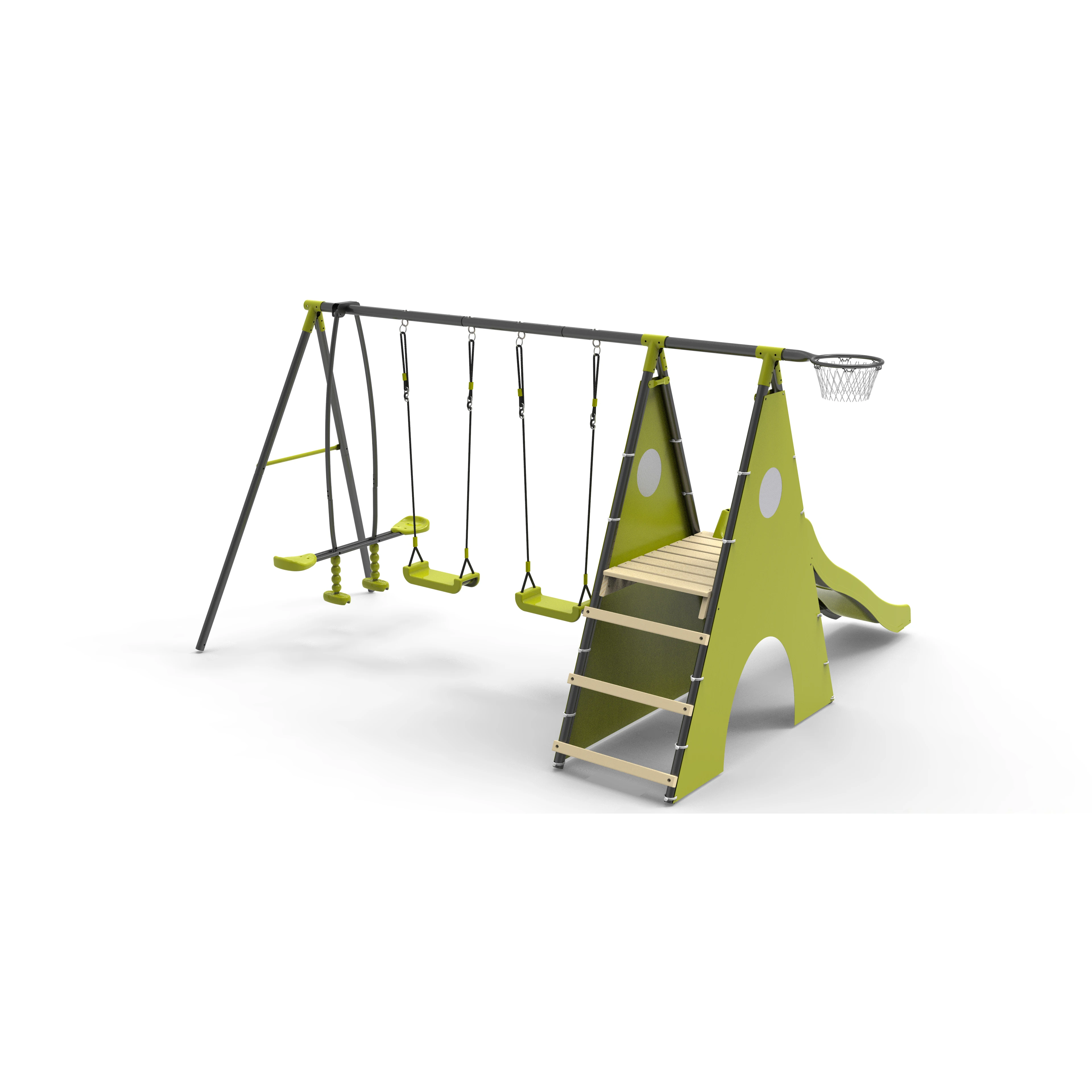 XIUNAN XNS029  plastic patio swings and face to face swing seat for garden children with kids slide BasketBall Backboard