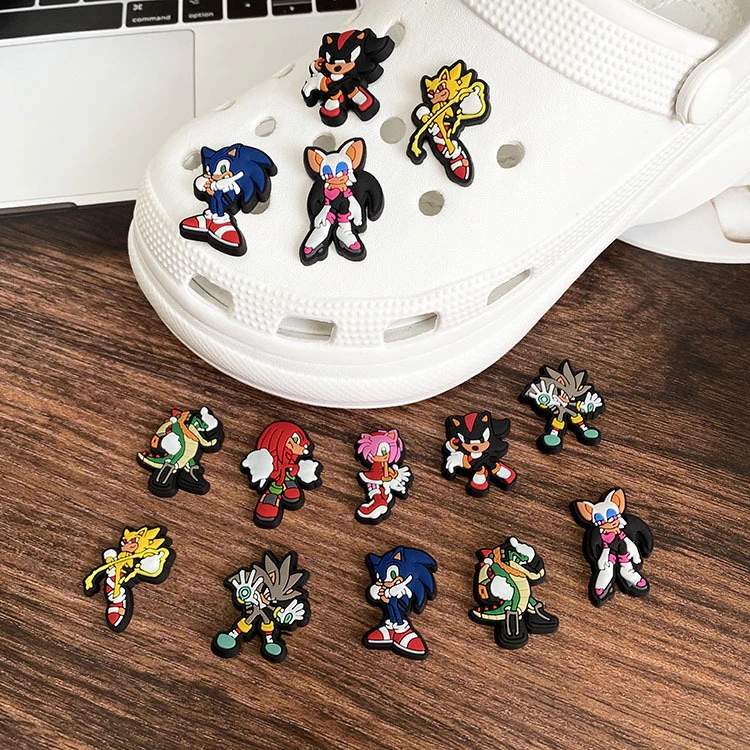 2022 New Designer Wholesale Luxury Anime Cartoon Sonic Game Croc charms for Kids Croc Shoe Decoration Charms Accessories