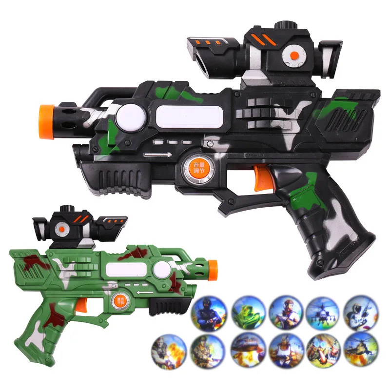 Customizable Plastic Gun Toys Sound Light Vibration Gun Electric Weapons Toy Pistol Projection Gun Toy for Kids