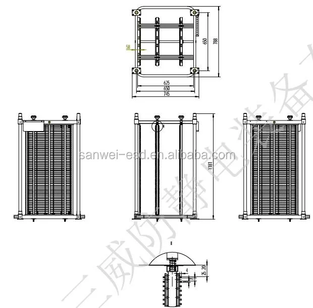 3W-9805208-2 Electronic Workshop PCB ESD antistatic storage trolley