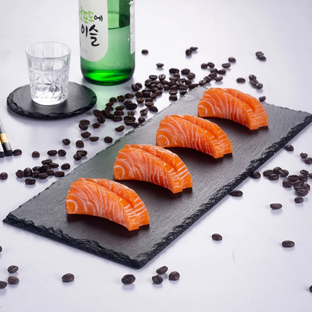 custom wholesale natural silver black rectangle round slate plates for hotel restaurant