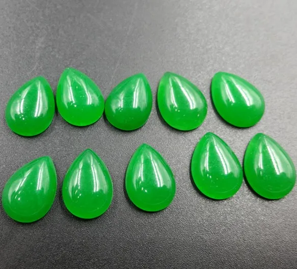 12*16mm Oval Cut Dyed Green Jade Smooth Cabochons