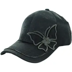 2022 spring and summer ladies baseball cap butterfly rhinestone fashion all-match summer sunshade hat