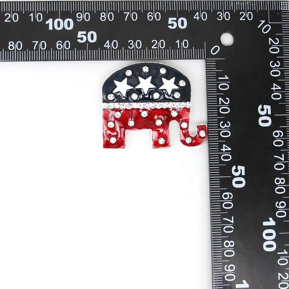Rhinestone Enamel USA Republican Elephant Flag Pin 4th of July Patriotism Brooch For Gift