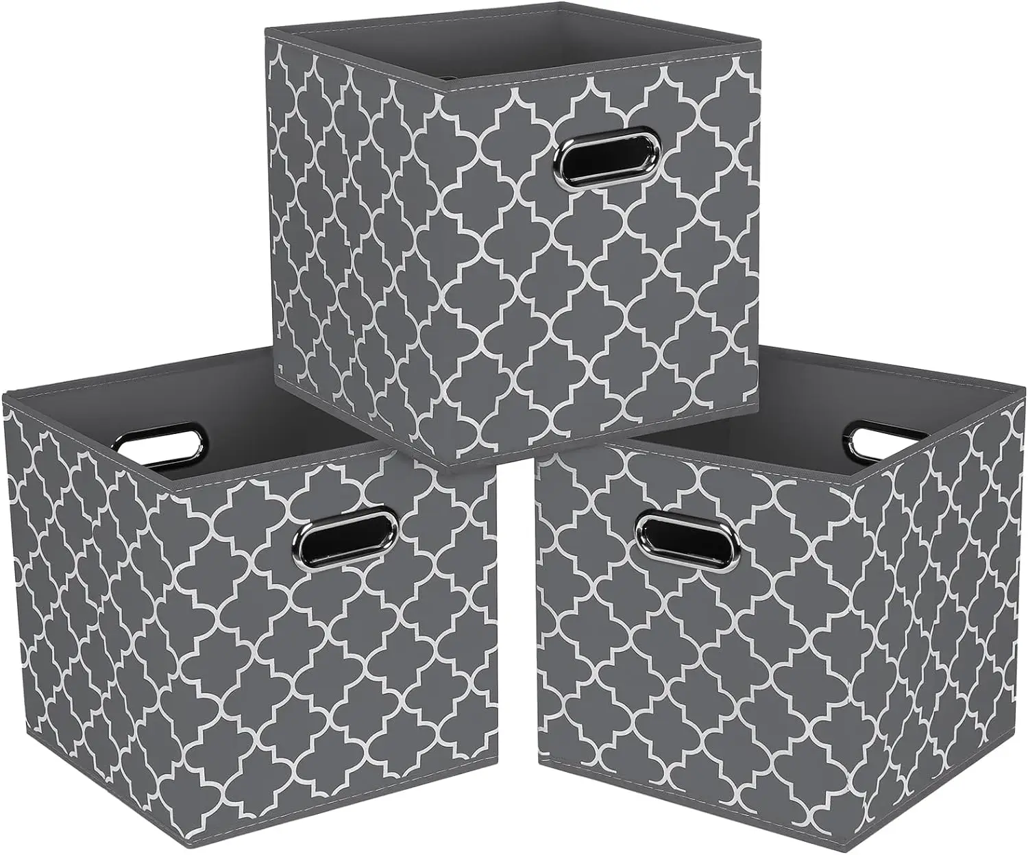 4008130 Fabric Cloth Storage Bins, Cube Organizer with Metal Handles, Collapsible Cube Storage Baskets for Home Bedroom Storage