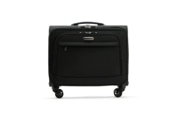 Black cabin size soft suitcase 210D lining with trolley