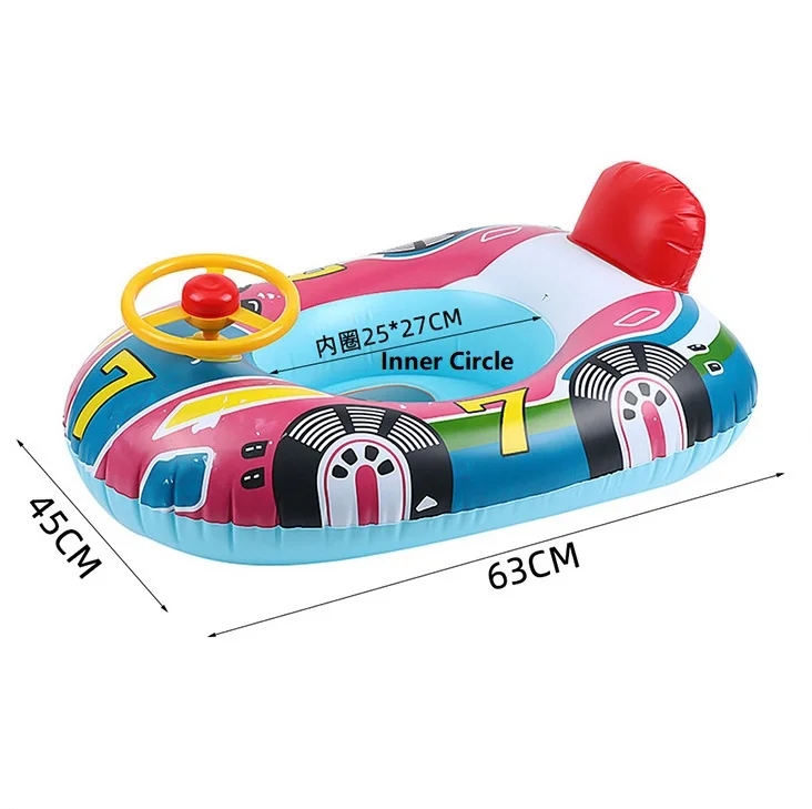 Wheel Custom Hot sale swimming ring 1-4 years old cartoon cute inflatable swimming car boat swimming ring with horn steering