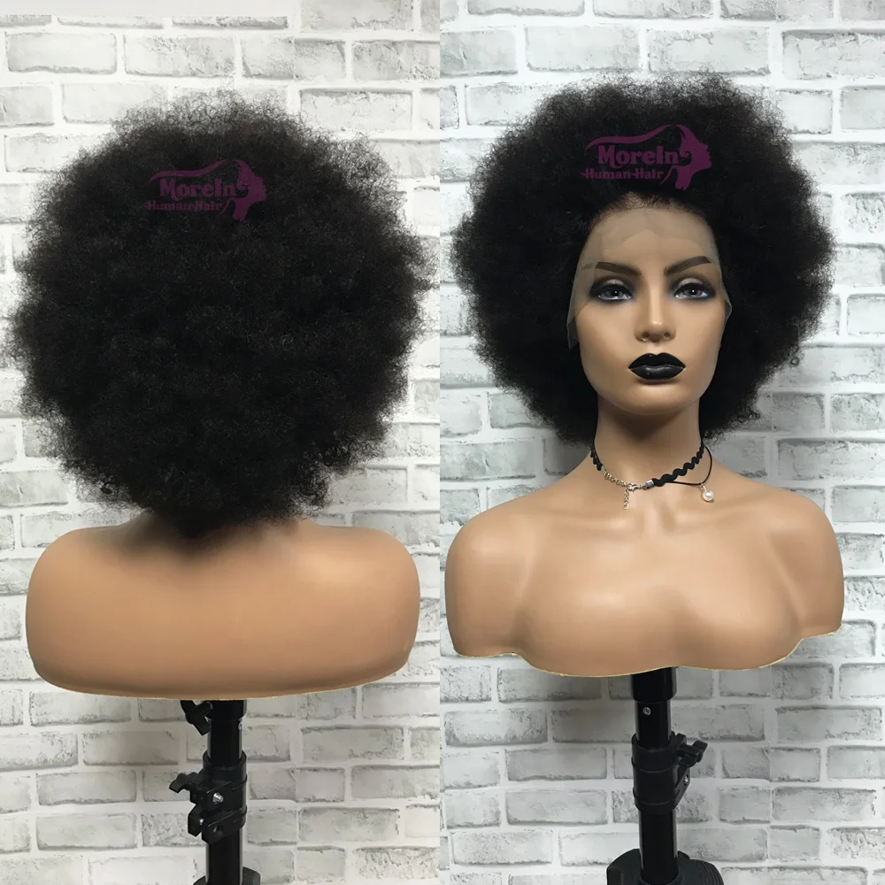 
Morein Лидер продаж парик волос 100% бразильские человеческие волосы парик 150% плотность кудрявые афро HD кружевные передние парики для 