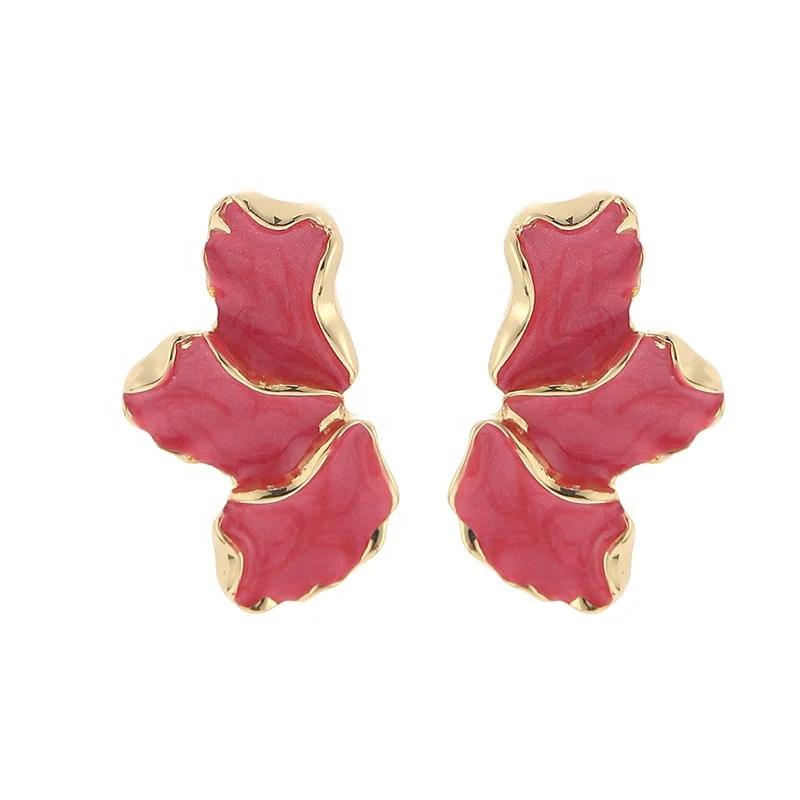 Fashion Jewelry Earrings Maple Leaf enamel Flower Colorful earrings Cute luxury colorful petal earrings for women
