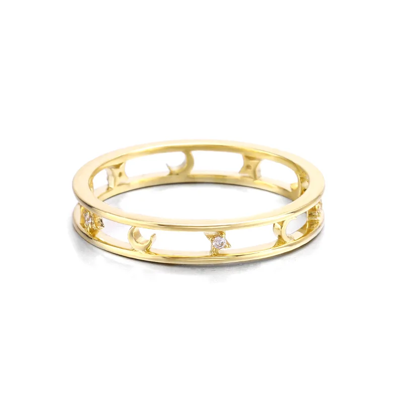 Moon Star Wedding 9K Gold Rings Jewelry Ring For Women  Wedding Rings