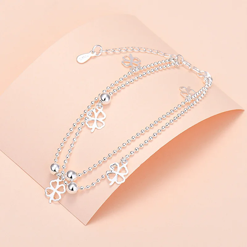 Korea 2021 New Women Fashion Lucky Grass Bracelet Bead Chain Little girls bracelets handmade