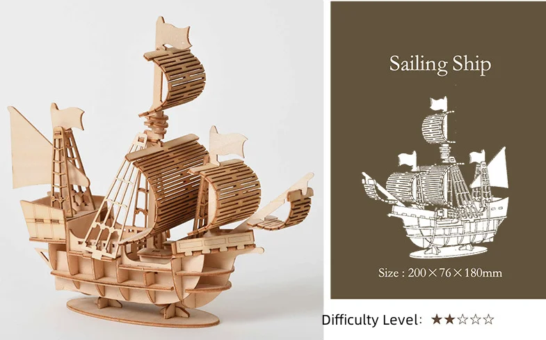 Factory Wholesale Customized Cheap 3d Wooden Boat Model Puzzle ODM OEM New DIY Wooden Model Puzzle Set Kids Handicraft Toys